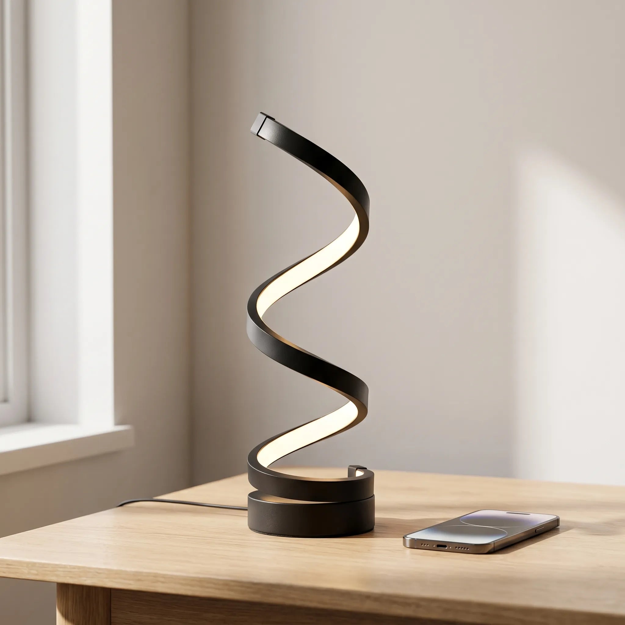 Modern Spiral Desk Lamp -  Adding Ambient Lighting - Wildoxy