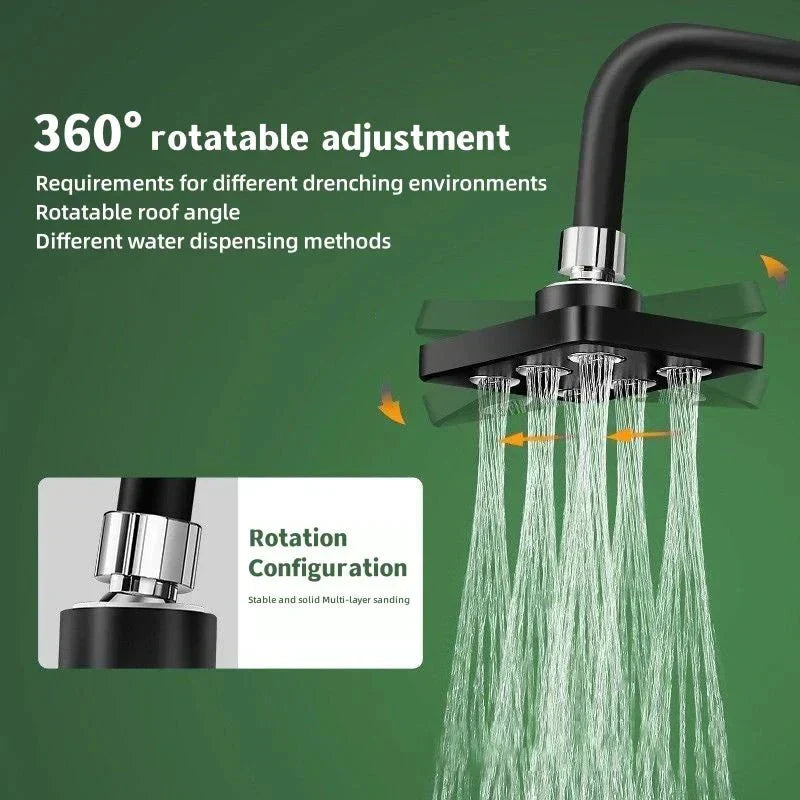 NovaFlow Square Rain Shower Head — 360 Degree Adjustable