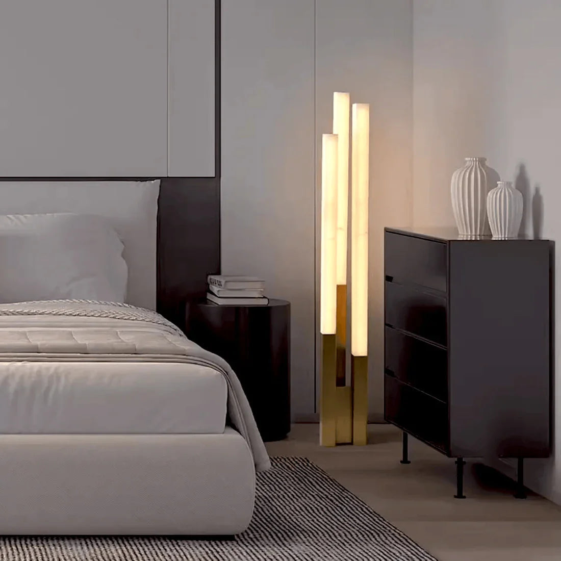 Staggered Natural Alabaster Pillar Floor Lamp | wildoxy