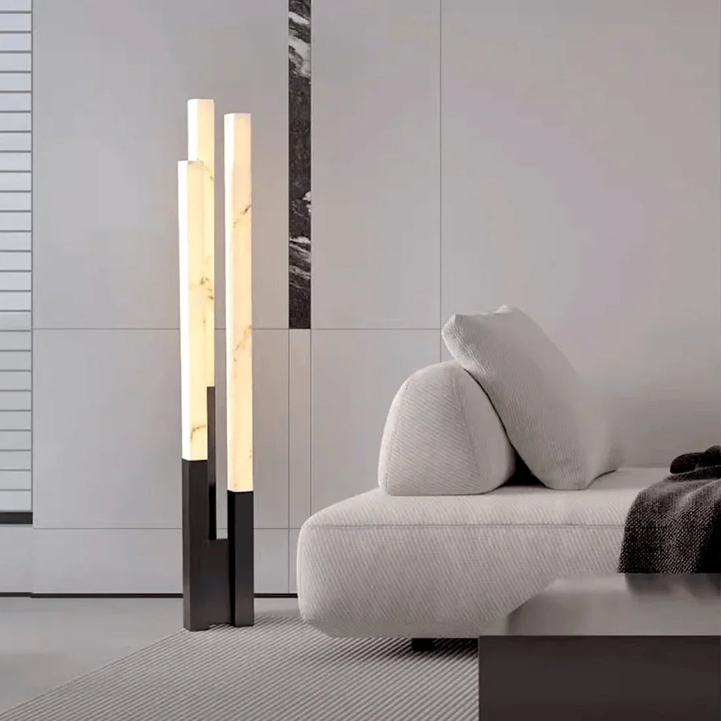 Staggered Natural Alabaster Pillar Floor Lamp | wildoxy