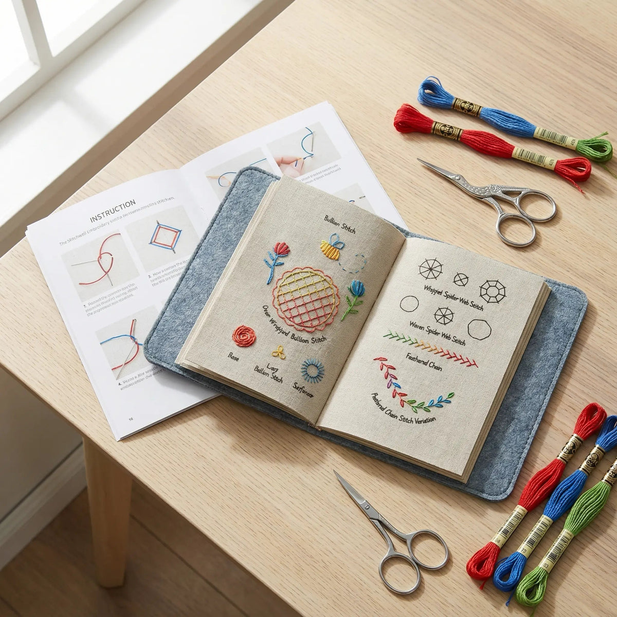 Borduurboekkit - 106 steken, bamboe borduurring en garen