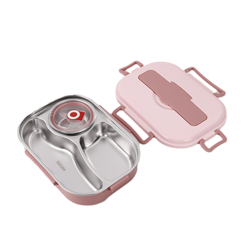 EduWave Fresh Flavor Stainless Steel Lunchbox — Divided Compartments, Smooth Interior Finish