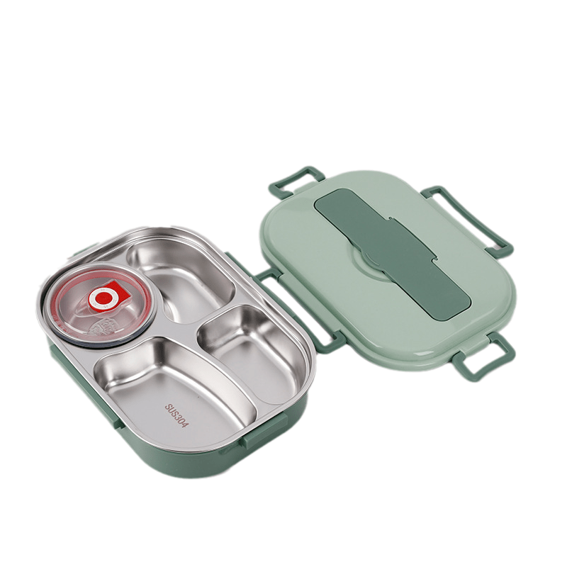 EduWave Fresh Flavor Stainless Steel Lunchbox — Divided Compartments, Smooth Interior Finish