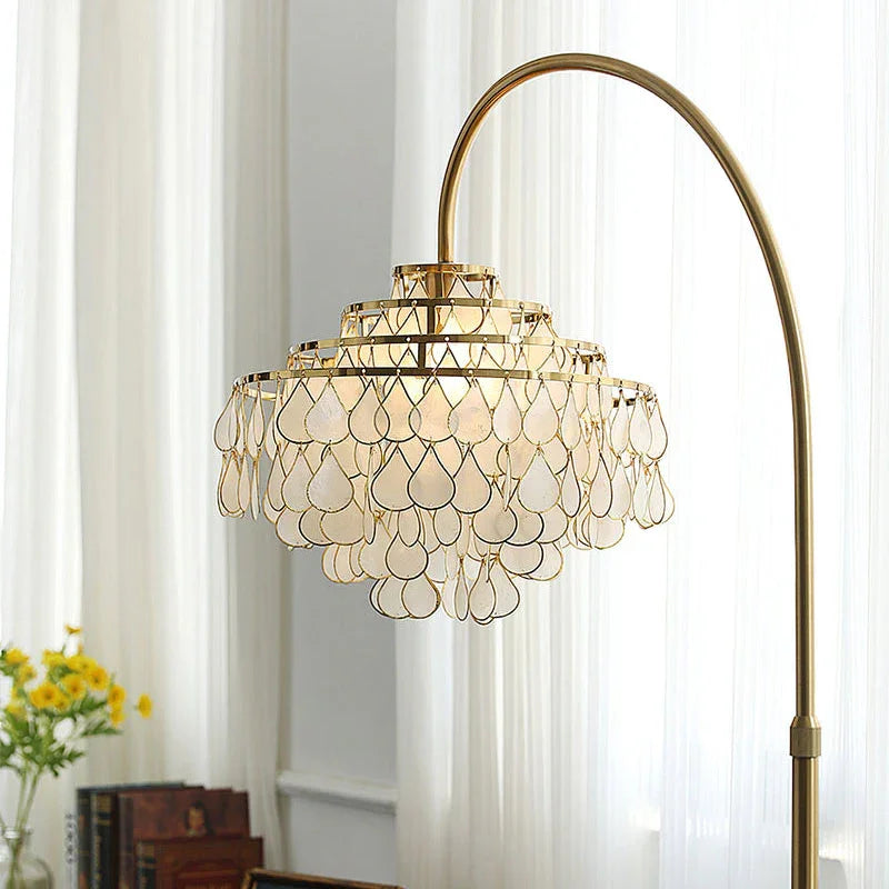 Teardrops Capiz Arc Floor Lamp | wildoxy