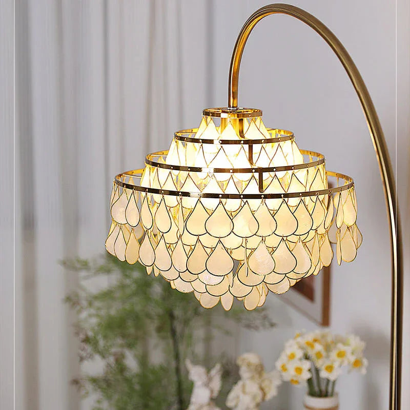 Teardrops Capiz Arc Floor Lamp | wildoxy