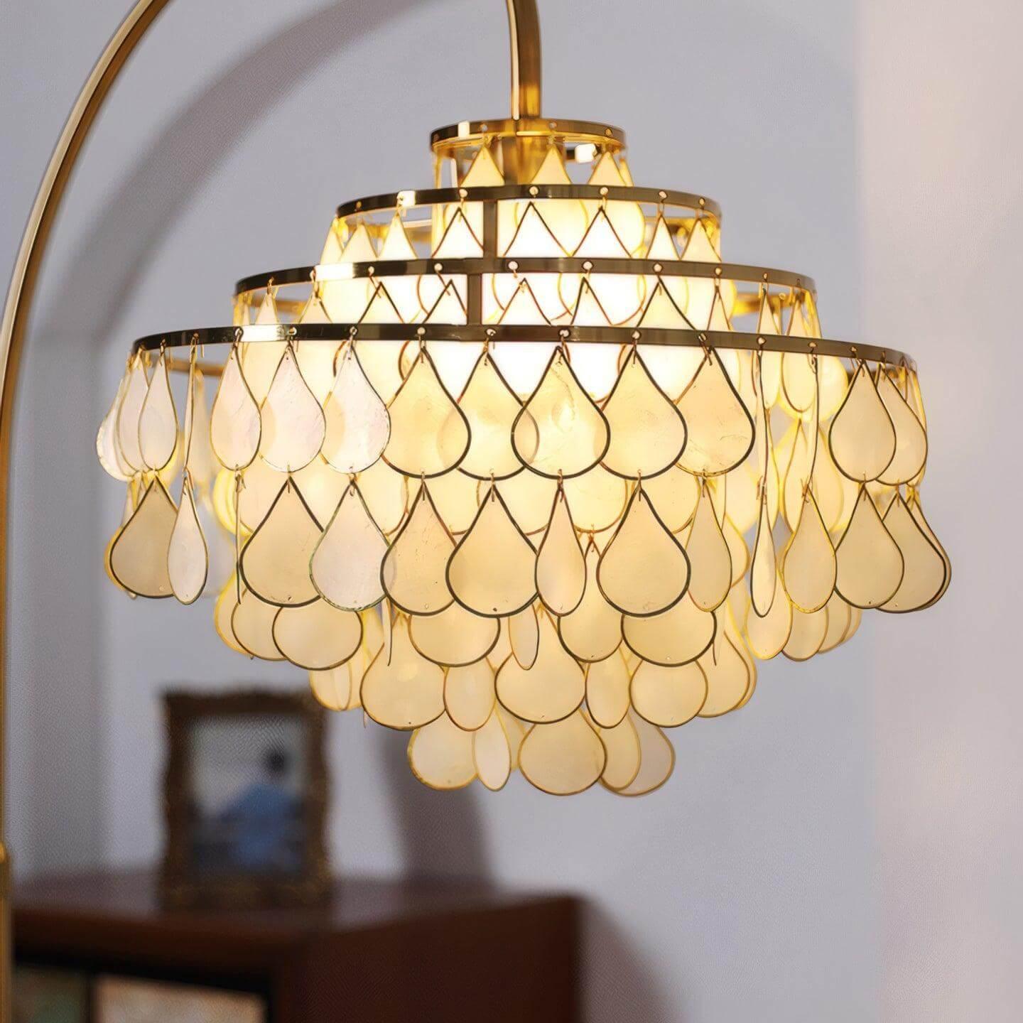 Teardrops Capiz Arc Floor Lamp | wildoxy