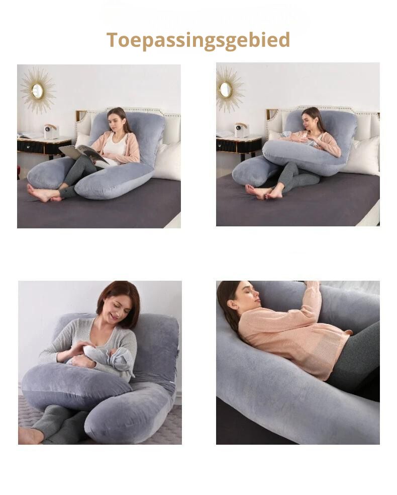 Pernă de graviditate în formă de U — suport ergonomic pentru întregul corp