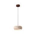 Integrated LED Travertine Pendant — Donut Shaped Ceiling Light