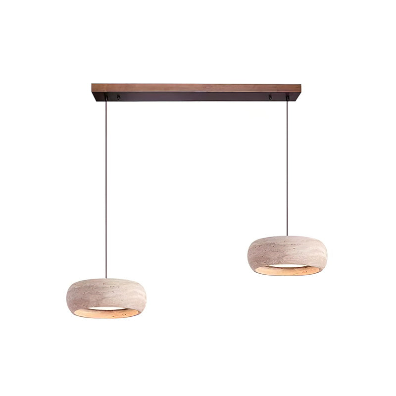 Integrated LED Travertine Pendant — Donut Shaped Ceiling Light