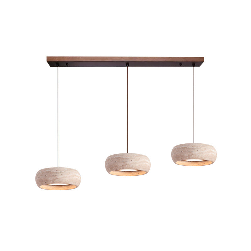 Integrated LED Travertine Pendant — Donut Shaped Ceiling Light
