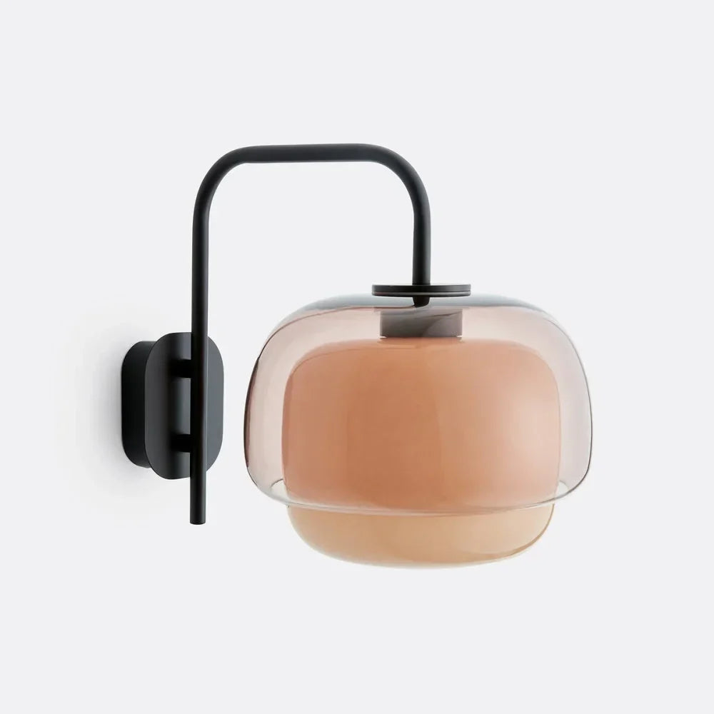 Colored Glass Wall Lamp — Round LED Shade, Green, Pink, Orange