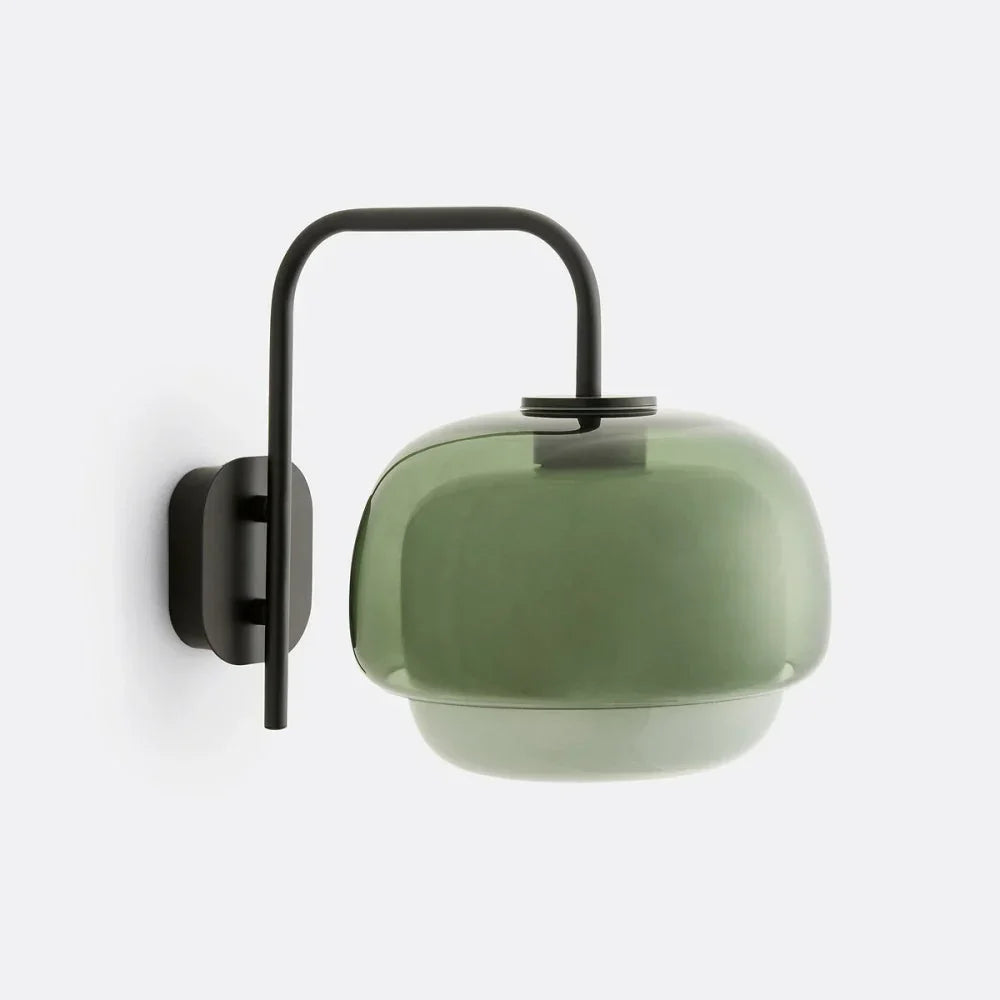 Colored Glass Wall Lamp — Round LED Shade, Green, Pink, Orange