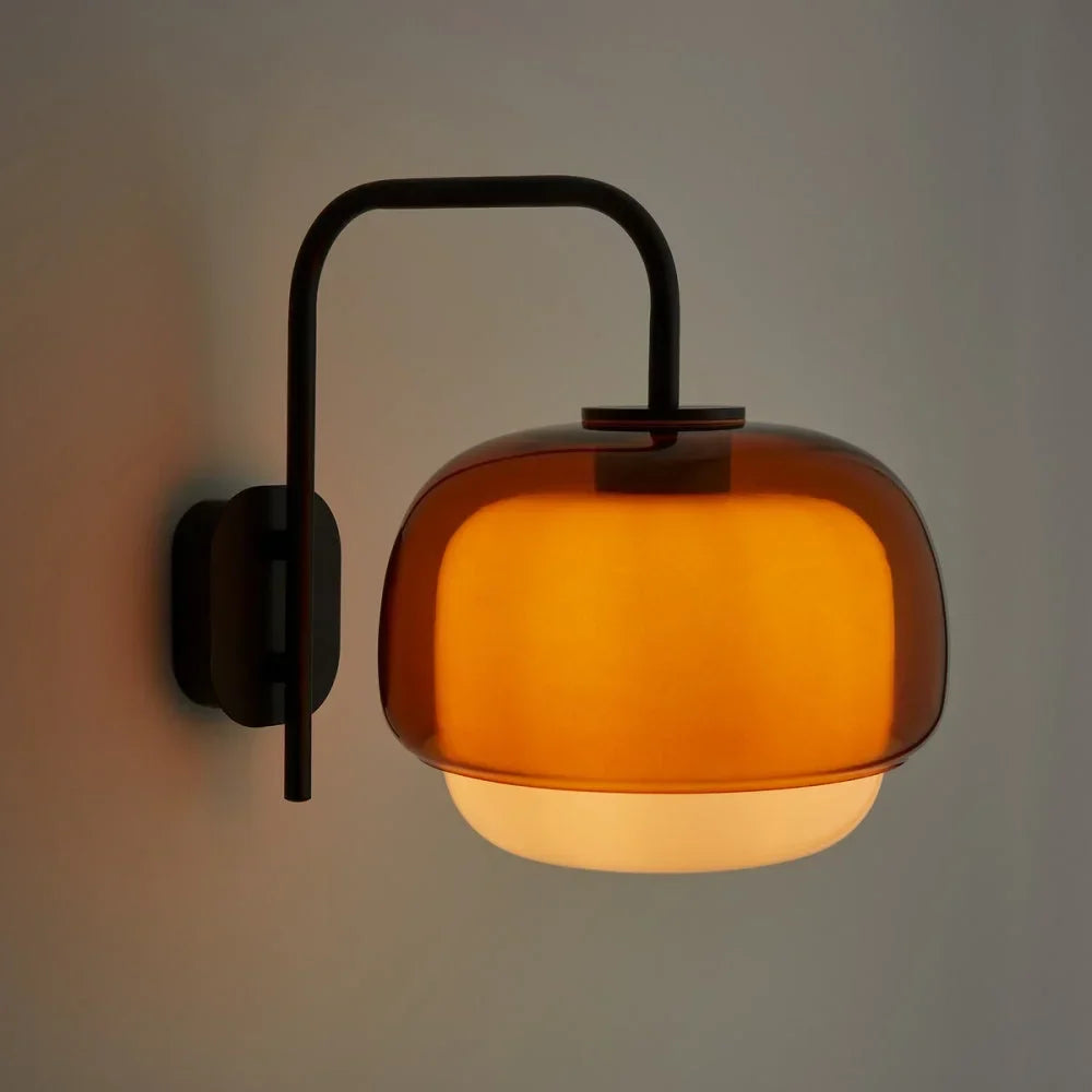 Colored Glass Wall Lamp — Round LED Shade, Green, Pink, Orange