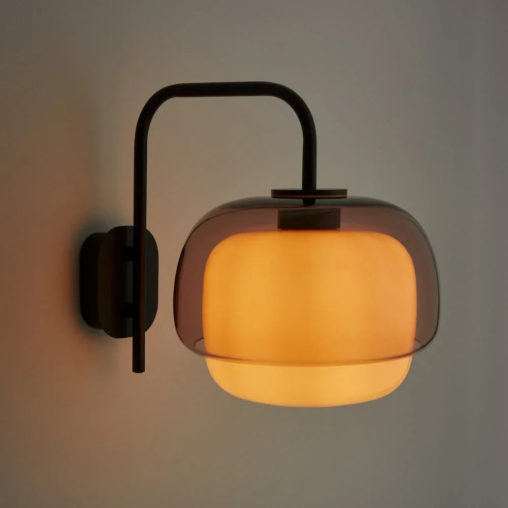 Colored Glass Wall Lamp — Round LED Shade, Green, Pink, Orange