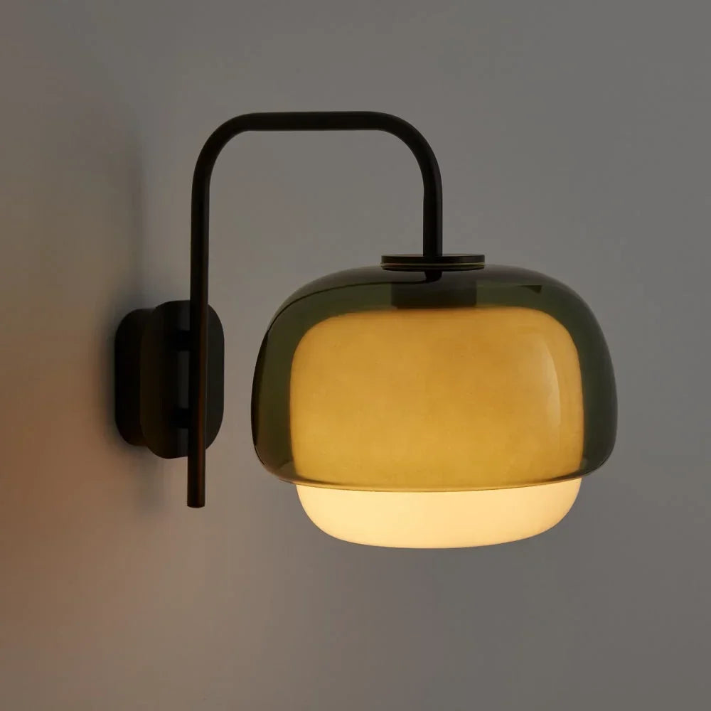 Colored Glass Wall Lamp — Round LED Shade, Green, Pink, Orange