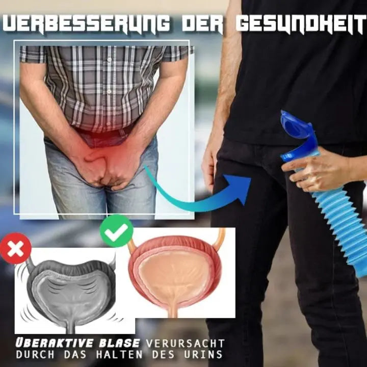 Miesten 750 ml:n taitettava virtsa-astia — BPA-vapaa PP, vuotamaton, sininen