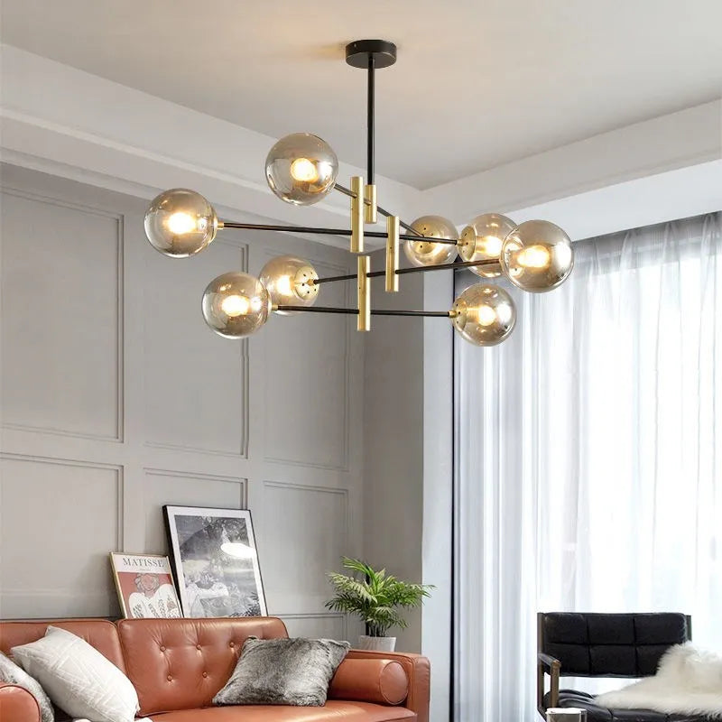 Auralis Black and Gold Adjustable Ceiling Chandelier
