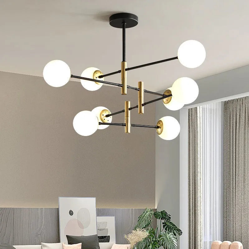 Auralis Black and Gold Adjustable Ceiling Chandelier
