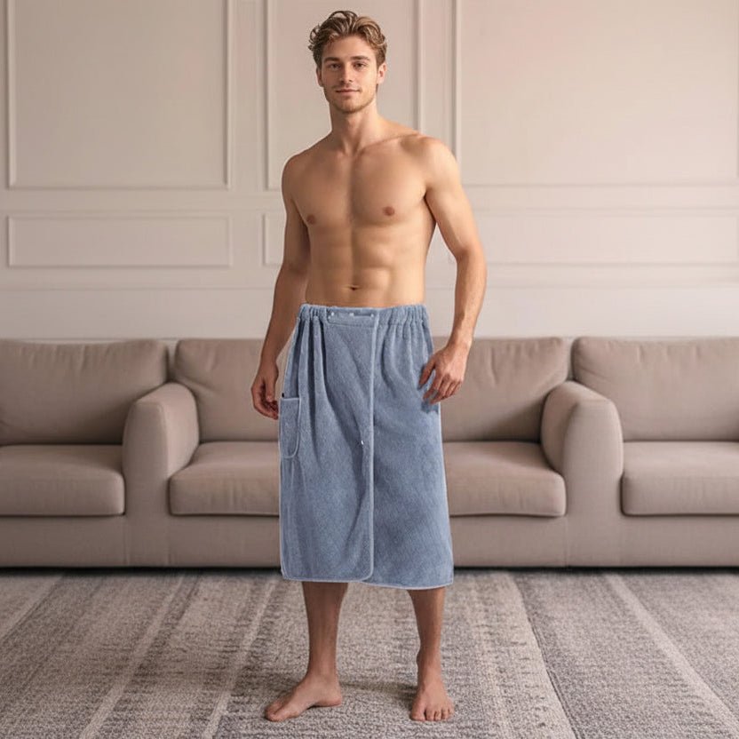 NovaWrap Men's Wrap Towel Skirt — Plus Size, Adjustable Fit, Absorbent