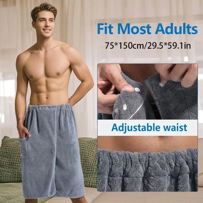 NovaWrap Men's Wrap Towel Skirt — Plus Size, Adjustable Fit, Absorbent