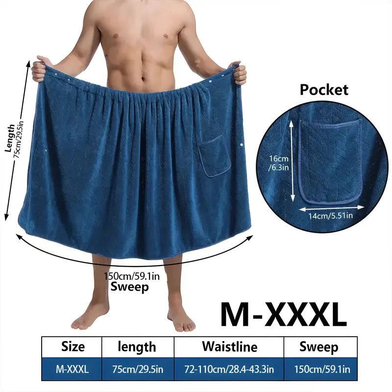 NovaWrap Men's Wrap Towel Skirt — Plus Size, Adjustable Fit, Absorbent