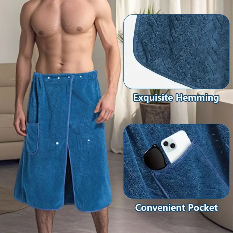 NovaWrap Men's Wrap Towel Skirt — Plus Size, Adjustable Fit, Absorbent