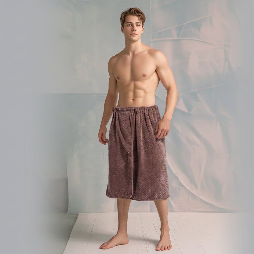NovaWrap Men's Wrap Towel Skirt — Plus Size, Adjustable Fit, Absorbent