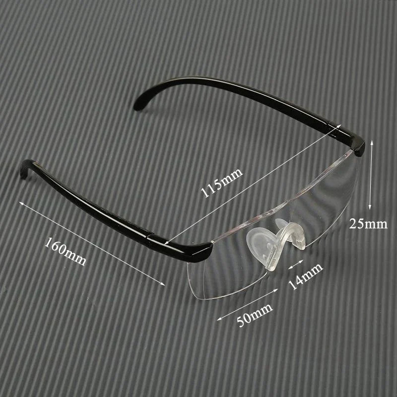 Lesebrille mit 250% Vergrößerung — Freihandlupe