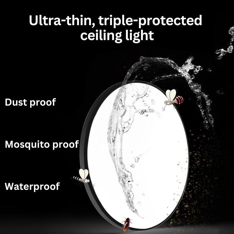 Luz de teto LED fina e impermeável — energeticamente eficiente, design minimalista
