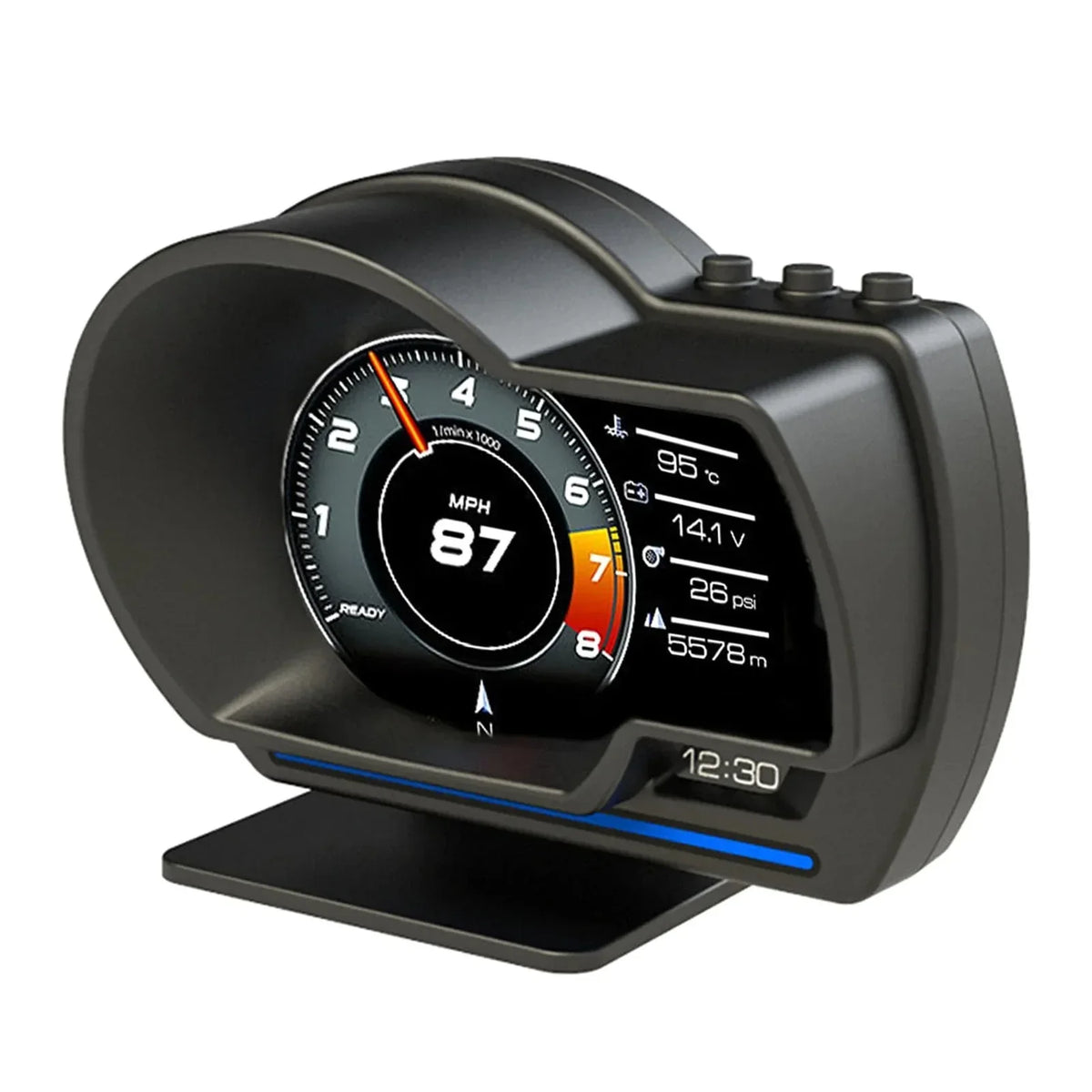 Pantalla de visualización frontal OBD2 — Velocímetro digital HD y alarma de RPM del turbo