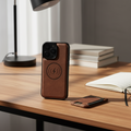 VeroLux Leather Case — Magnetic Stand, Built-In Card Holder