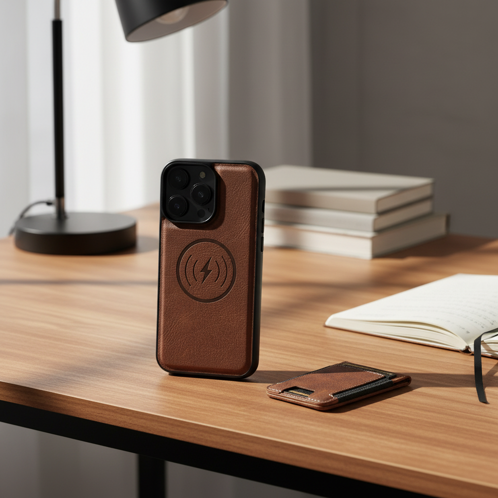 VeroLux Leather Case — Magnetic Stand, Built-In Card Holder