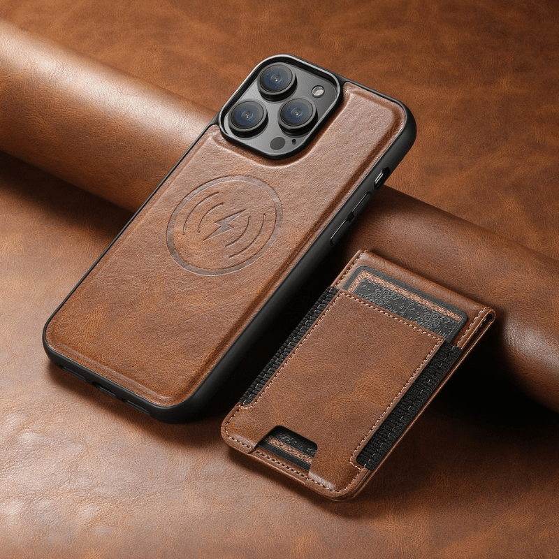 VeroLux Leather Case — Magnetic Stand, Built-In Card Holder