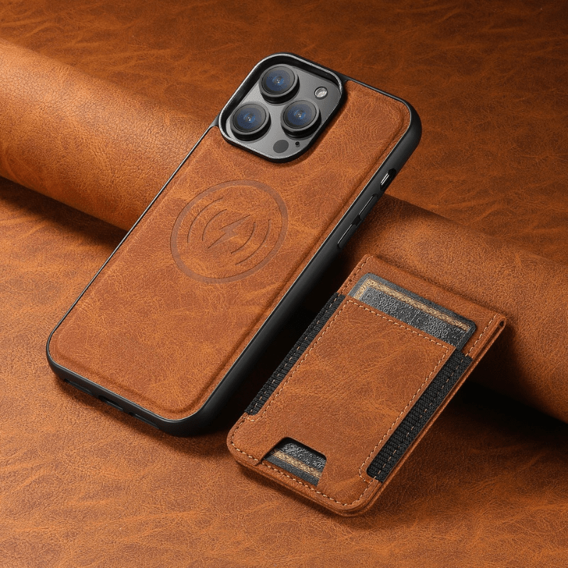 VeroLux Leather Case — Magnetic Stand, Built-In Card Holder