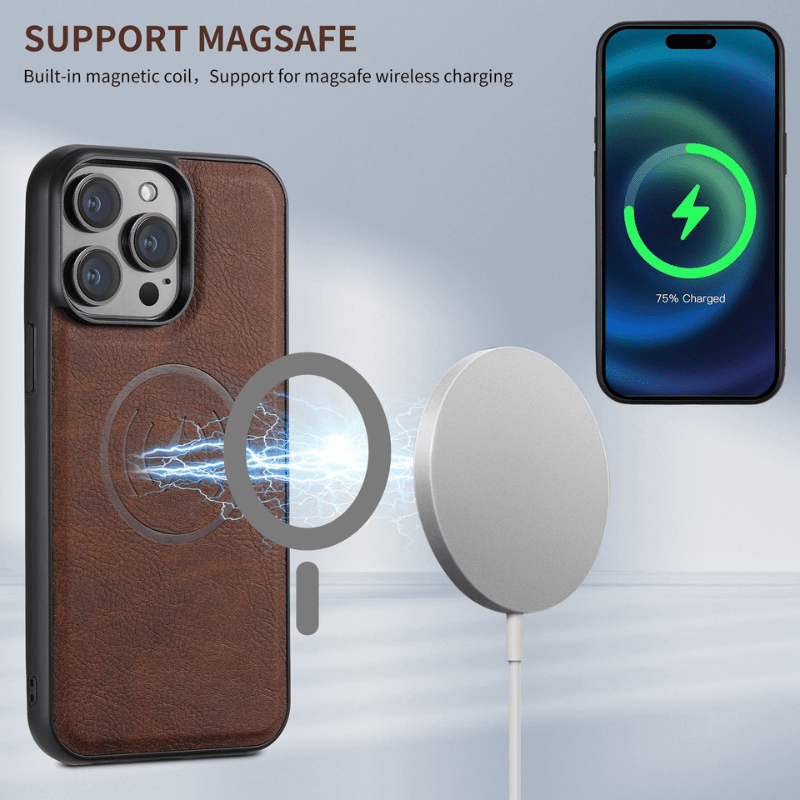 VeroLux Leather Case — Magnetic Stand, Built-In Card Holder