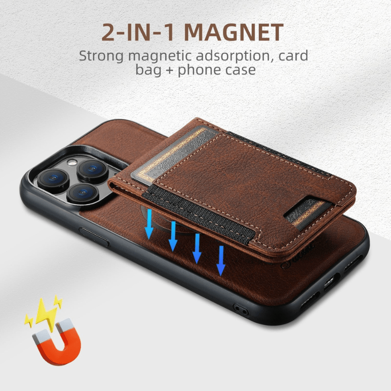 VeroLux Leather Case — Magnetic Stand, Built-In Card Holder
