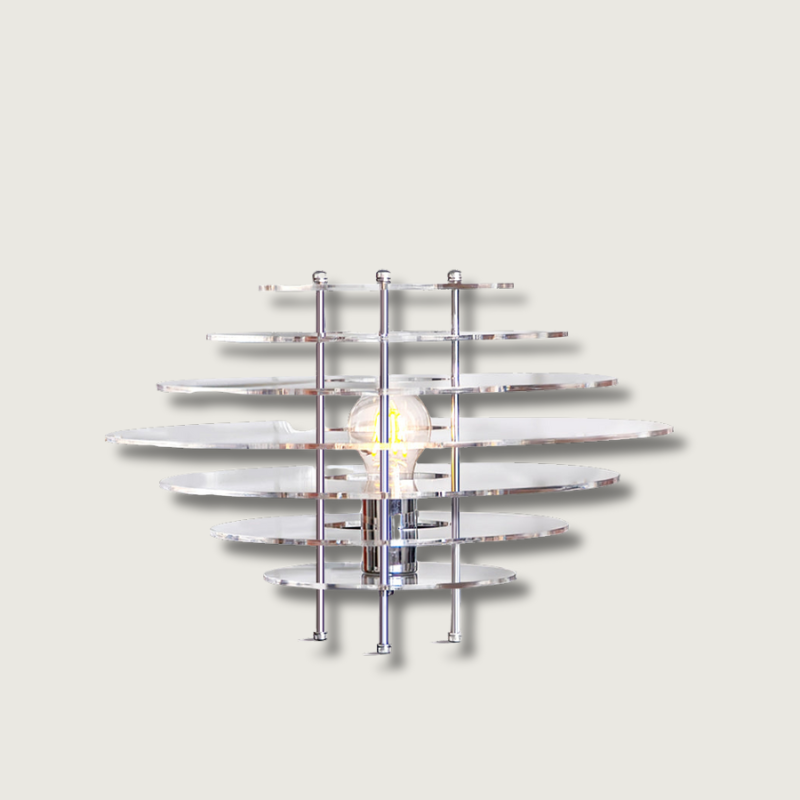 Lunaris Chrome Desk Lamp — Modern Metal and Acrylic Design