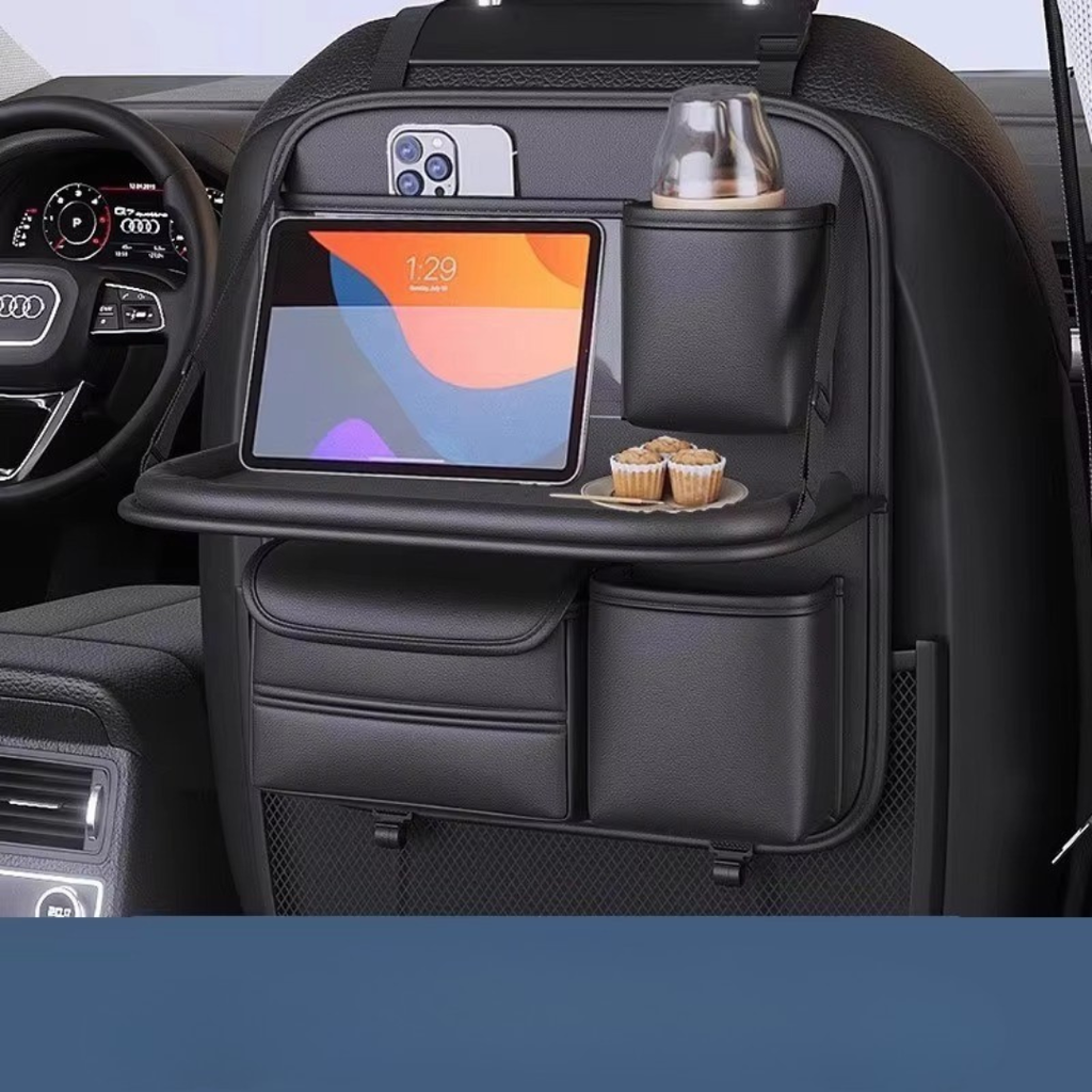 Οργανωτής για το πίσω κάθισμα αυτοκινήτου — Αναδιπλούμενο τραπεζάκι, τσέπες αποθήκευσης