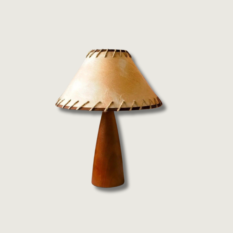 ArborGlow Retro Table Lamp — Solid Wood Construction, Warm Light