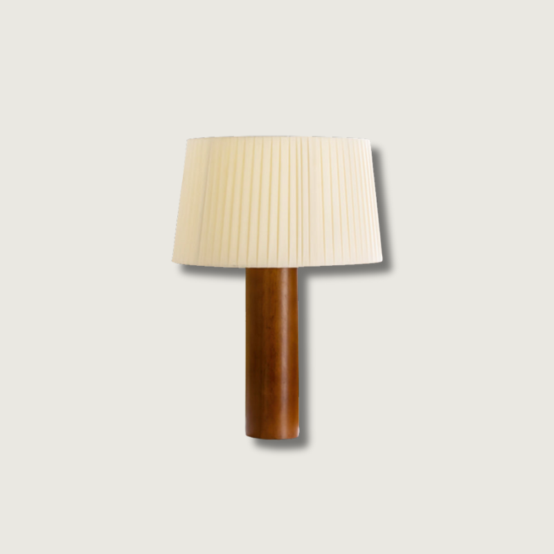 LumiOak Wooden Base Table Lamp — Warm Fabric Shade And Clean Lines