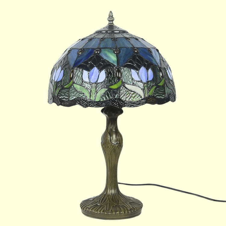 Tiffanybordslampa i färgat glas - 45 cm E26, glas och metall