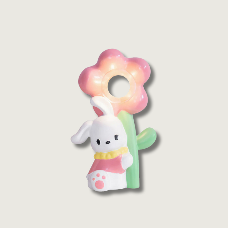 LumiBunny Nightstand Lamp — Rabbit and Floral Motif, Soft Ambient Glow