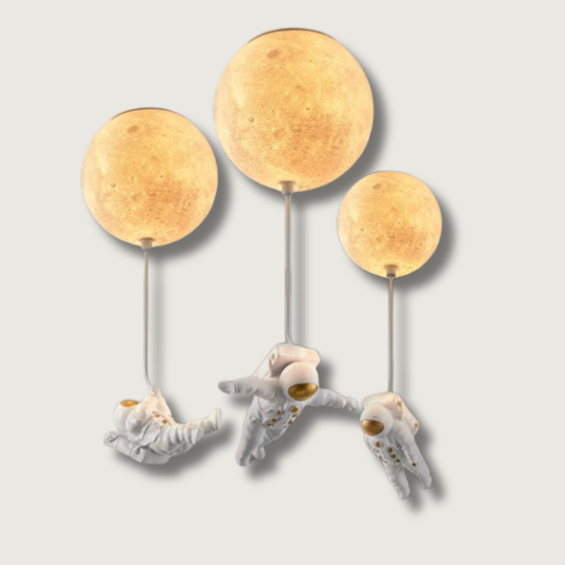 LunaBound Moon Pendant Light — Astronaut Design Night Lamp