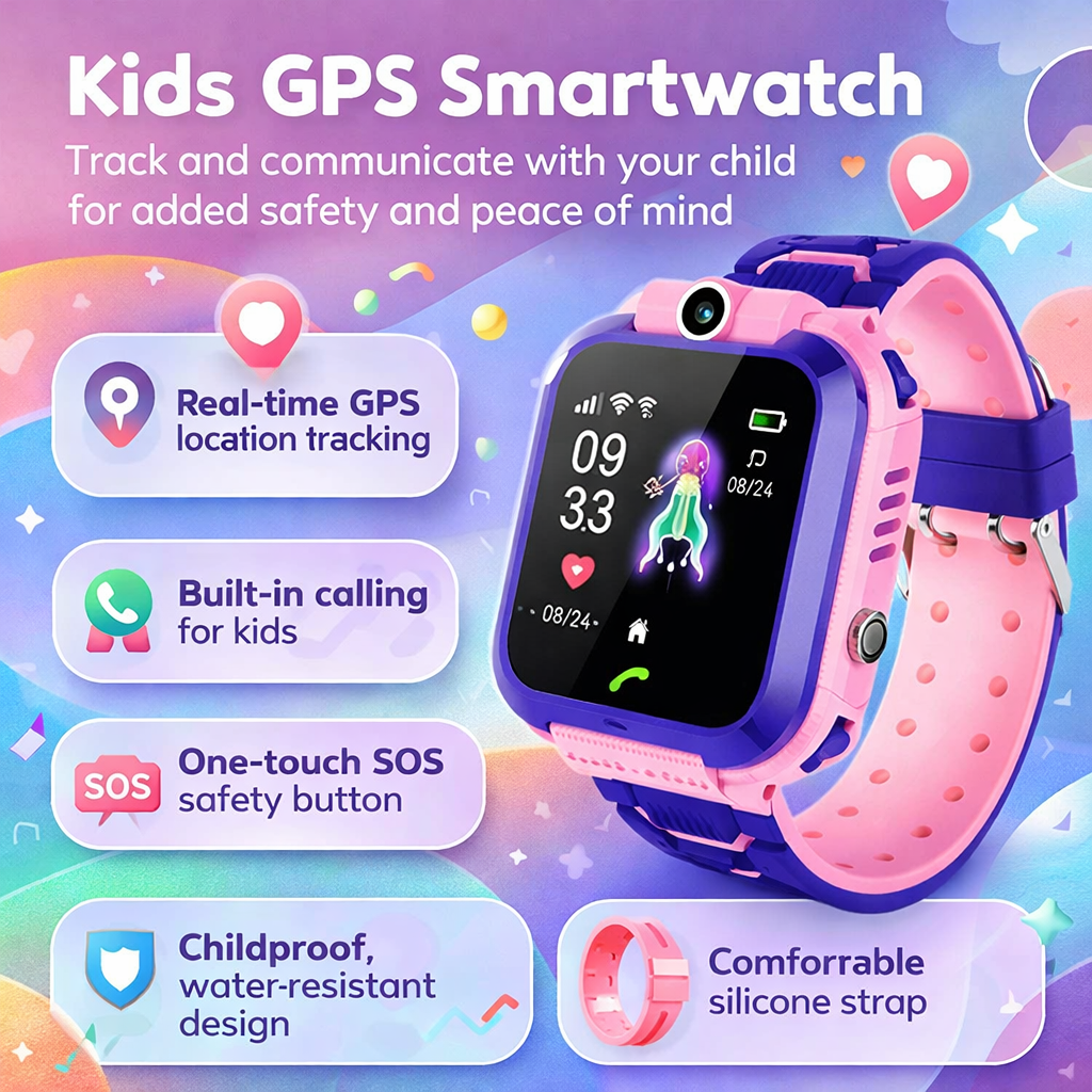 GPS-Smartwatch für Kinder — Telefon, SOS und Live-Ortung