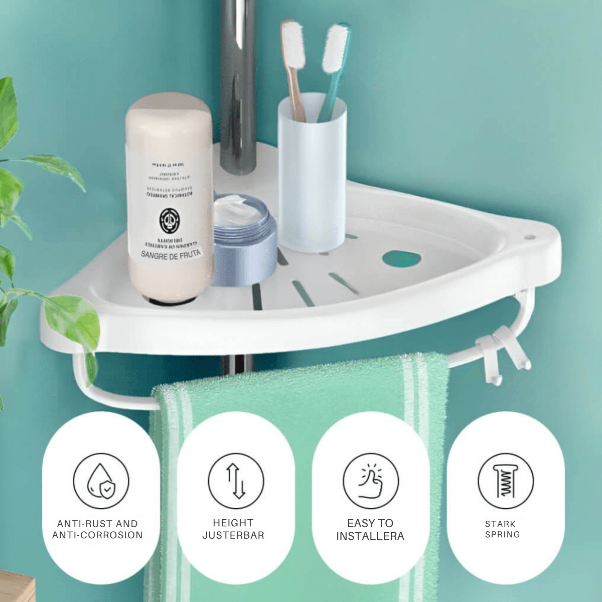 NovaShelf Adjustable Shower Tower — Waterproof Rustproof Compact Storage Shelf