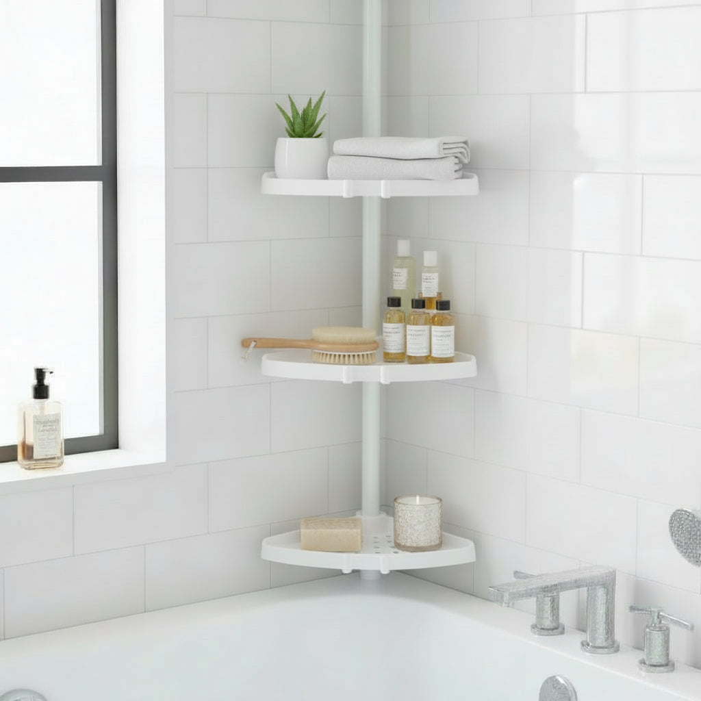 NovaShelf Adjustable Shower Tower — Waterproof Rustproof Compact Storage Shelf