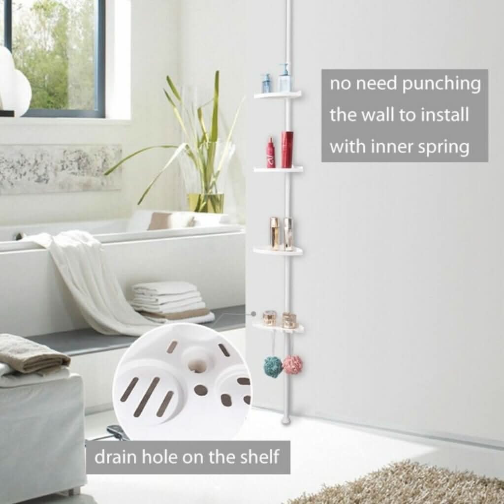 NovaShelf Adjustable Shower Tower — Waterproof Rustproof Compact Storage Shelf