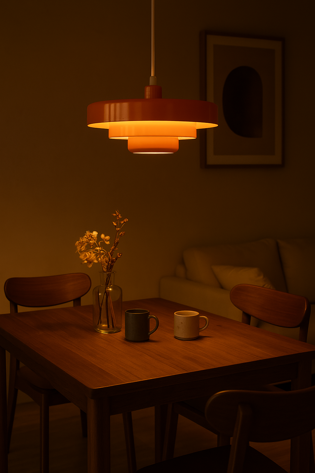 Vintage-pendellampe i metal — varm hvid LED, sort og bronze