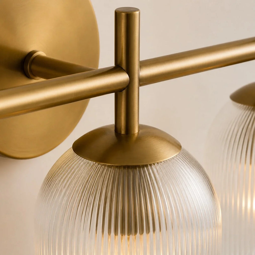 Vintage Ribbed Glass Wall Lamp — Copper Finish