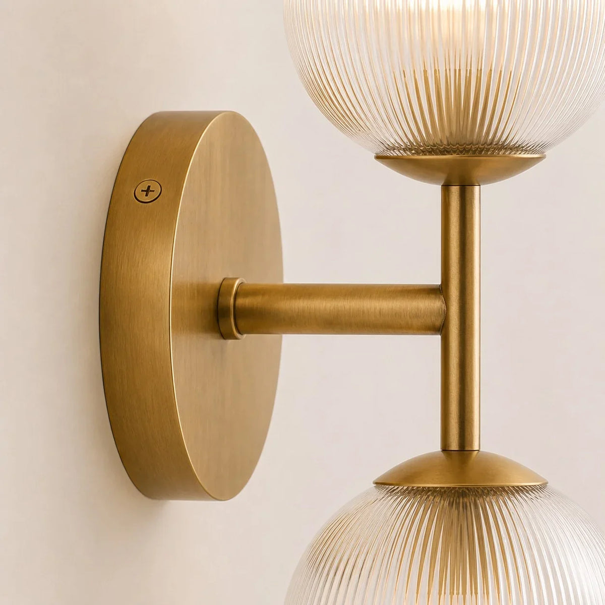 Vintage Ribbed Glass Wall Lamp — Copper Finish